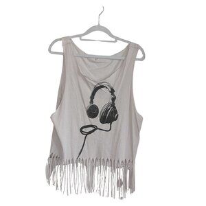Headphones Crop Top W/Fringe Large